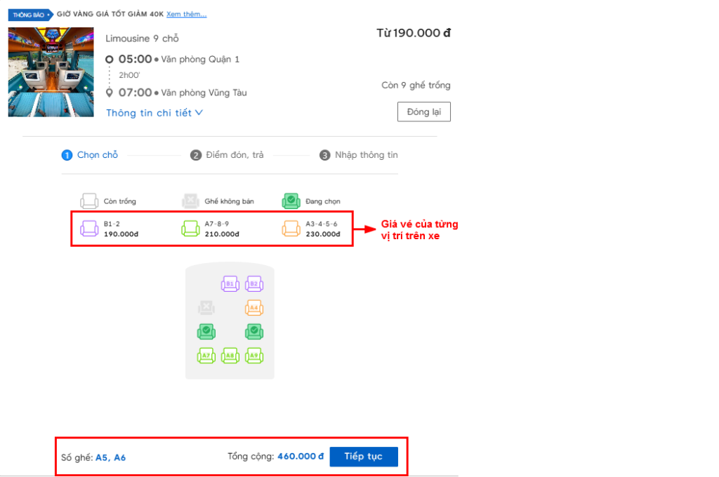Lựa chọn vị trí ghế Boeing Massage