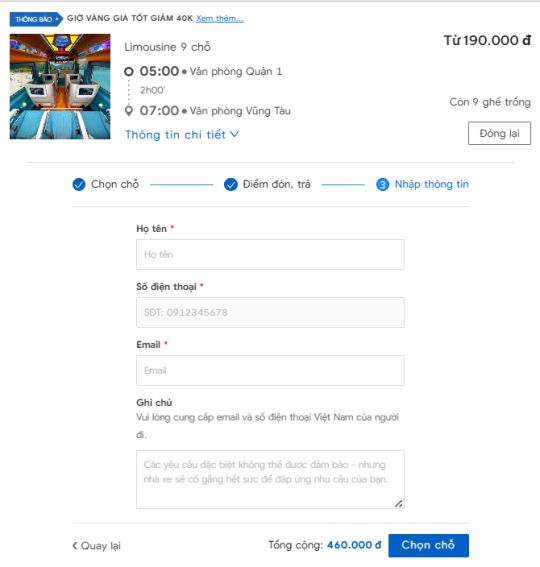 Bước 6: Nhập thông tin cá nhân